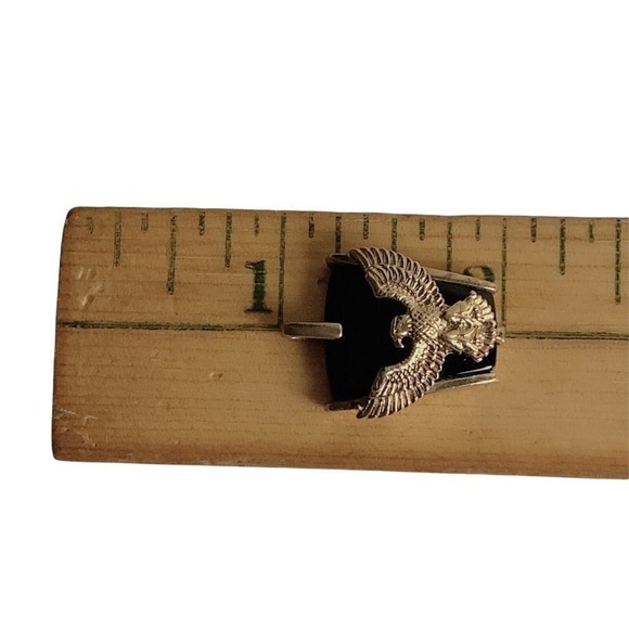 Sterling Gold Over FM 925 Signed FM Onyx Eagle Pendant - Picture 4 of 4